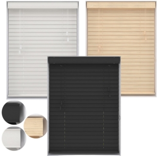 Plisseeonline Jalousie Holzjalousie, Wand/Decke und Fenstermontage, Wand,-Deckenmontage, Bis 150 cm breite und 130 cm höhe Fenstermontage Klemmfix inkl, Mit Holzmaserung