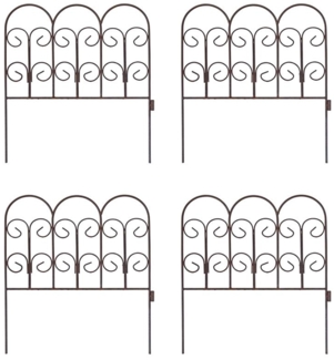 Schmuckzaun Metallzaun Gartenzaun 41x46 cm Zaunelemente 4er Set erweiterbar Rost