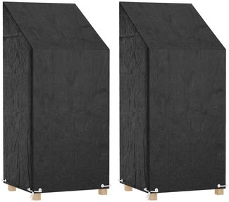 vidaXL Abdeckungen für Gartenstühle mit 8 Ösen, 2 Stück, Polyethylen schwarz, 65 x 65 x 110 / 150 cm