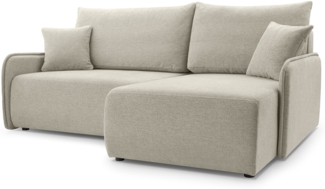 Selsey 'Netarro' Ecksofa mit Schlaffunktion, Bettkasten und Chenille-Bezug, beige, rechts