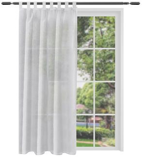 Woltu Gardine (2 St), halbtransparent, Gardinen halbtransparent mit Schlaufen Leinen Optik