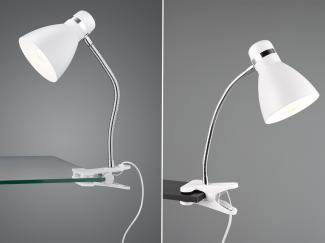 Reality Leuchten LED Klemmleuchte, Dimmfunktion, LED wechselbar, Warmweiß, Arbeitsplatzleuchte Leselampe Schwanenhalslampe Nachttisch Weiß 36cm