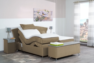 Meisterbetten Boxspringbett Huss 240x220 in VS-Sand, Matratzenbezug Nano, Ergoflex-Topper