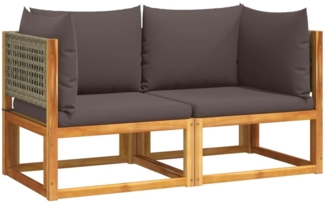 vidaXL Gartensofas-Ecke mit Kissen 2 Stk. Holz Akazie & Rattan 3278899