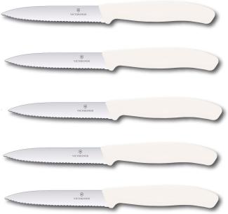 Victorinox Tafelmesser Gemüsemesser Swiss Classic mit Wellenschliff 5er Set Weiß