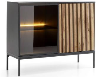 Kommode Sideboard Sento 104 x 39 x 83 cm schwarz Wotan Eiche MDF