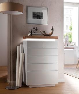 Kommode >Lisa< in Weiß matt aus Massivholz - 73x114x40cm (BxHxT)