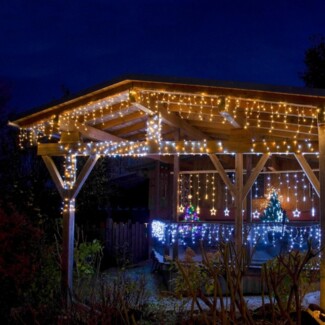 VOLTRONIC Eisregen Lichterkette, innen und außen, IP44, Größen- und Farbwahl, 200 LEDs, kaltweiß