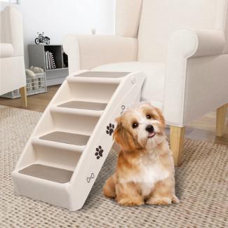 vidaXL Hundetreppe Klappbar Creme 62 x 40 x 49,5 cm