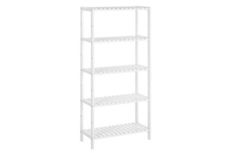 SONGMICS Badezimmerregal, Bambus weiß, 60 x 26 x 130 cm