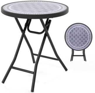 COSTWAY Gartentisch, Klapptisch, Beistelltisch klappbar, rund