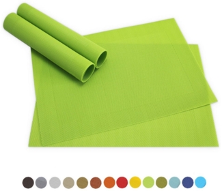 matches21 HOME & HOBBY Platzset Tischsets BORDA 4er Set Hell-grün als Tischuntersetzer, (4-St), Abwaschbare Platzsets als Tischunterlagen für Ess-Tisch Tisch-Deko