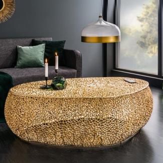 Extravaganter Design Couchtisch RIXOS ca. 120cm Metall gold Handarbeit