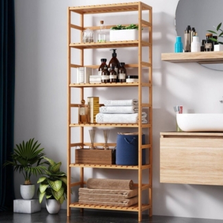 Homfa Standregal, Badregal mit 6 Ablagen verstellbar 161x60x26cm