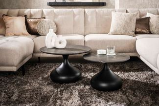 KAWOLA Couchtisch PIRES Set 2-tlg. Holz schwarz 40 x 60 x 60 cm