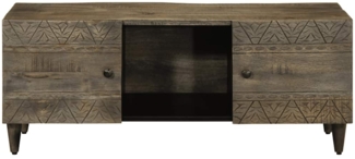 Couchtisch, Sofatisch Hellgrau 100 x 54 x 40 cm Massivholz Mango