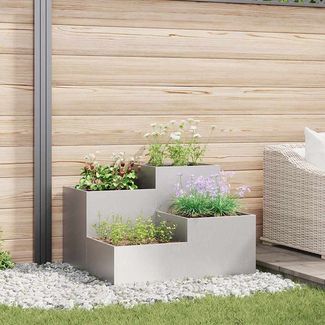 vidaXL Gartenblumentopf Silber 80 x 80 x 60 cm Edelstahl 865859