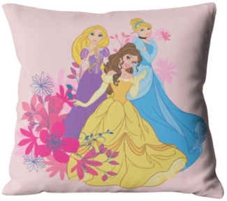 MTOnlinehandel Dekokissen Prinzessin Kissen Disney Belle, Rapunzel & Cindarella 40x40cm, ideal für Kinderbetten, Sofas oder Leseecken, passend zur Bettwäsche