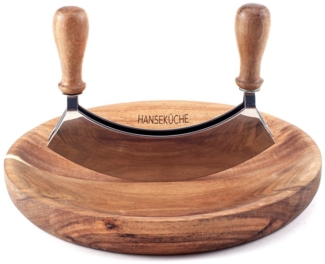 Hanseküche Wiegemesser Wiegemesser mit Brett – FSC®-zertifiziert, Nachhaltig, Ergonomisch Geformt, Langlebig