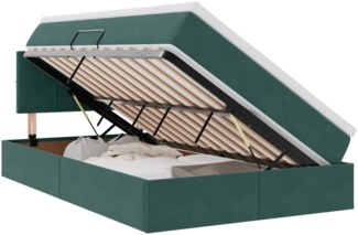 vidaXL Bett mit LED-Lichtleisten Dunkelgrün 120 x 200 cm Samt 3371388