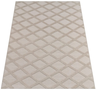 KADIMA DESIGN Teppich waschmaschinenwaschbar Rauten Küche, Flur Waschbarer Teppich, Läufer, Höhe: 14 mm, Florhöhe: 10 mm, 100% Polyester, Läufer, 60x100 cm, Creme