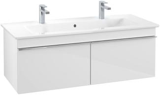 VILLEROY & BOCH VENTICELLO Waschbeckenunterschrank 115 cm breit, Weiß, Griff Chrom, 2 Schubladen, 2 Hahnlöcher