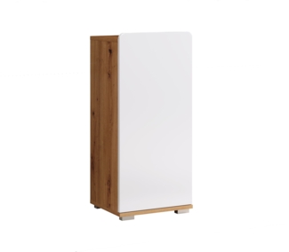 Badezimmer Unterschrank Ciara weiß Hochglanz und Eiche 37x82 cm