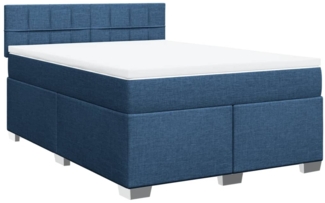vidaXL Boxspringbett mit Matratze Blau 140x200 cm Stoff 3285917