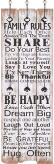 vidaXL Wandgarderobe mit 6 Haken 120 x 40 cm "FAMILY RULES" 245854