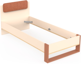 Einzelbett >CAMILLIA< in Beige - 203,7 x 89 x 96,5 cm (BxHxT)