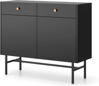 AX LIVING Formilo Sideboard Kommode grau Matera weiß Rillen 140,4cm