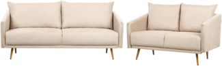 Sofa Set Samtstoff beige 5-Sitzer mit goldenen Beinen MAURA