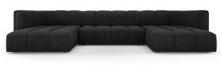 Micadoni Panorama Sofa Serena 5-Sitzer Strukturierter Stoff, Schwarz