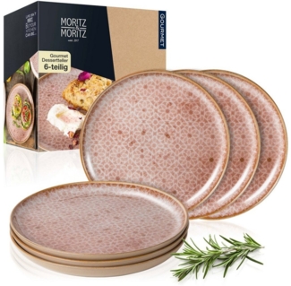 Moritz & Moritz Tafelservice TERRA Dessertteller Rosa (6-tlg), 6 Personen, Porzellan, für 6 Personen - spülmaschinen- und mikrowellengeeignet