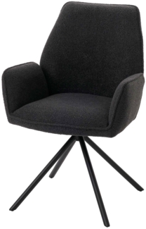 Mendler 'HWC-G67' Esszimmerstuhl mit Armlehne, drehbar mit Auto-Position, Anthrazit, Schwarz
