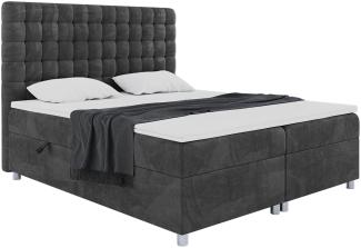 MEBLINI Boxspringbett ASTON 120x200 cm mit Bettkasten - H3/Schwarz Samt Polsterbett - Doppelbett mit Topper & Taschenfederkern-Matratze