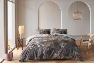 Beddinghouse Bettwäsche Mako-Satin, Mako-Satin, elder Glanz, Blumen, braun, blau