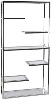 Casa Padrino Regalschrank mit Glasregalen Silber 110 x 36 x H. 220 cm - Bücherschrank - Wohnzimmer Schrank - Büro Schrank - Wohnzimmer Möbel - Büro Möbel - Luxus Möbel