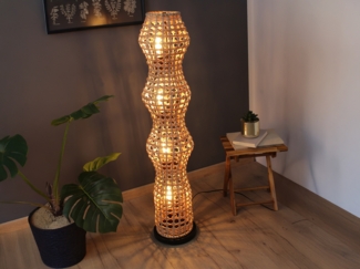ECO Light 9520 PT4 RT CAPELLA Stehleuchte 4-flammig Rattan natur 110cm