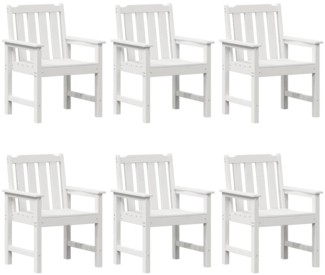 vidaXL Gartenstuhl Set 6-teilig Weiß 65,5x55,5x88 cm HDPE 3335798