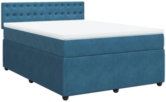 vidaXL Boxspringbett mit Matratze Blau 140x200 cm Samt 3287774