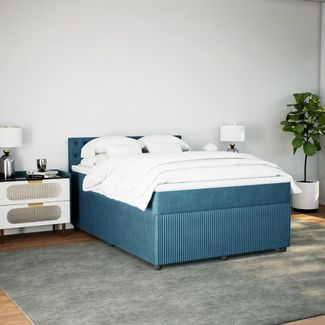 vidaXL Boxspringbett mit Matratze Blau 140x200 cm Samt 3287774