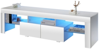 LOVONLIVE TV-Schrank TV-Kommode mit Glasböden mit verstellbarer RGB-Bluetooth-LED 1600*360*450cm, TV-Möbel, 1,5m Lichtstreifen