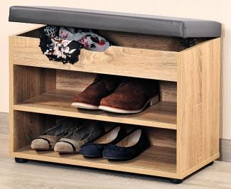 Schuhschrank aus Holz mit Sitz, Flur Schuhregal mit praktischer Sitzbank