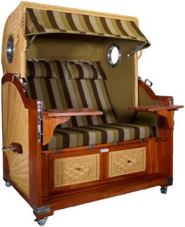 Strandkorb-King Strandkorb Mahagoni XL grün - braun 2½ Sitzer