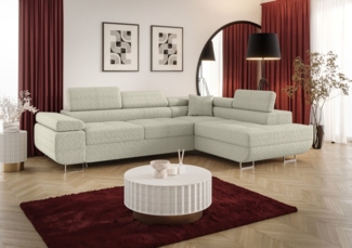 Ecksofa Schlafsofa Sofa MONARO Stoff Quelle Ecru Ottomane Rechts