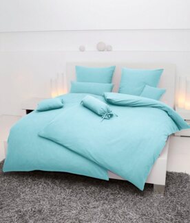 Janine Soft Seersucker Bettwäsche, Kristallblau, 135x200 / 80x80 cm