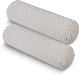 Sofakissen 70 x Ø20cm ( 2er Pack / Creme ) Cord Optik - Kuschelig weicher Bezug mit Reißverschluss - Kissen - Öko Tex - Sofakissen, Dekokissen