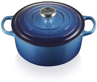 Le Creuset Signature Gusseisen Azurblau Sauteuse 24 cm