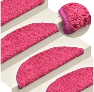 vidaXL Stufenmatte, Treppenmatten 15 Stk. Rosa 56x17x3 cm